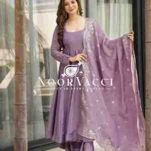 Fandy Silk Designer Gown with Embroidered Dupatta