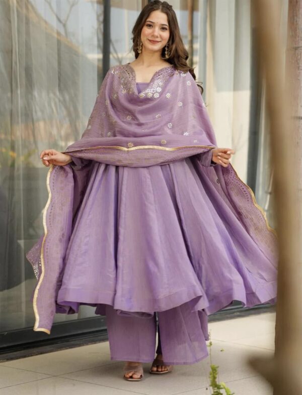 Buy Fandy Silk Designer Gown with Embroidered Dupatta - Image 3