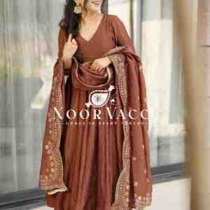Fandy Silk Designer Gown with Embroidered Dupatta