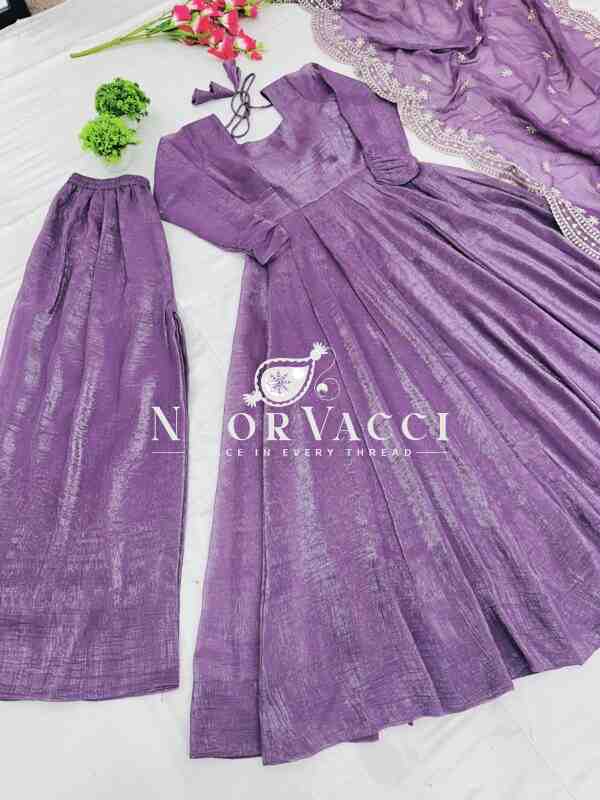 Fandy Silk Designer Gown with Embroidered Dupatta - Image 6