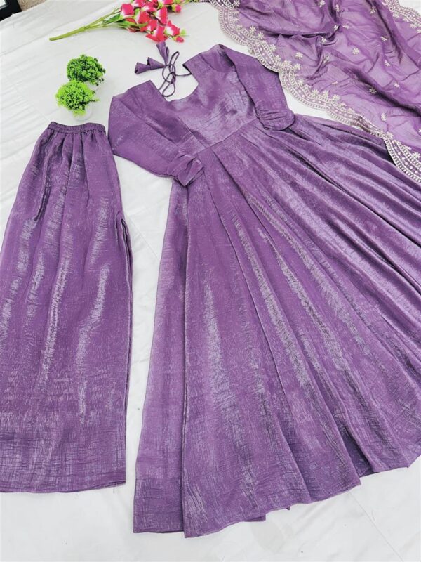 Buy Fandy Silk Designer Gown with Embroidered Dupatta - Image 6