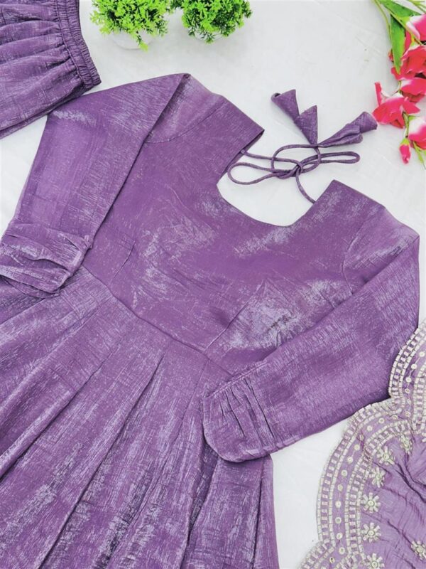 Buy Fandy Silk Designer Gown with Embroidered Dupatta - Image 5