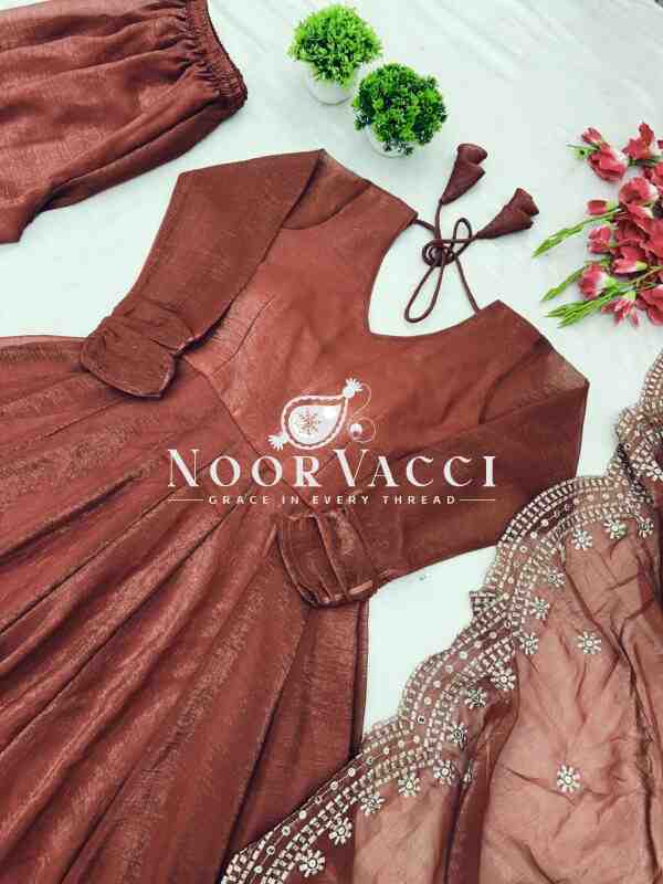 Fandy Silk Designer Gown with Embroidered Dupatta - Image 5