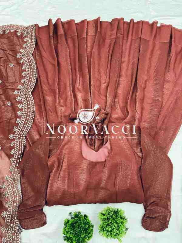 Fandy Silk Designer Gown with Embroidered Dupatta - Image 7