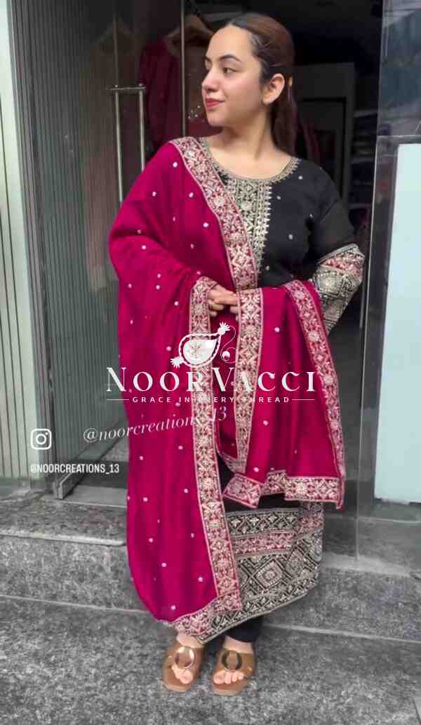 Vichitra Silk Embroidered Top-Pant with Dupatta Set - Image 2