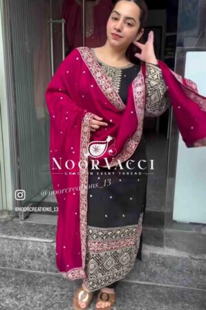Buy Vichitra Silk Embroidered Top-Pant with Dupatta Set
