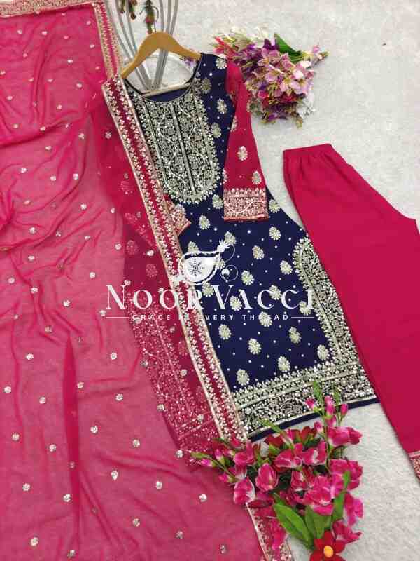 Fox Georgette Embroidered Top-Plazzo with Dupatta Set - Image 6