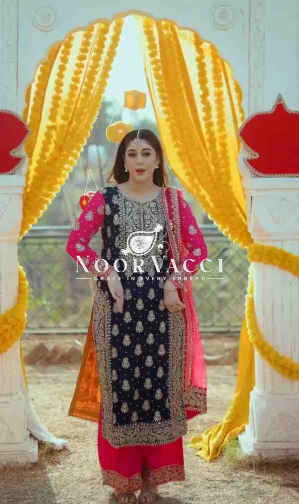 Fox Georgette Embroidered Top-Plazzo with Dupatta Set