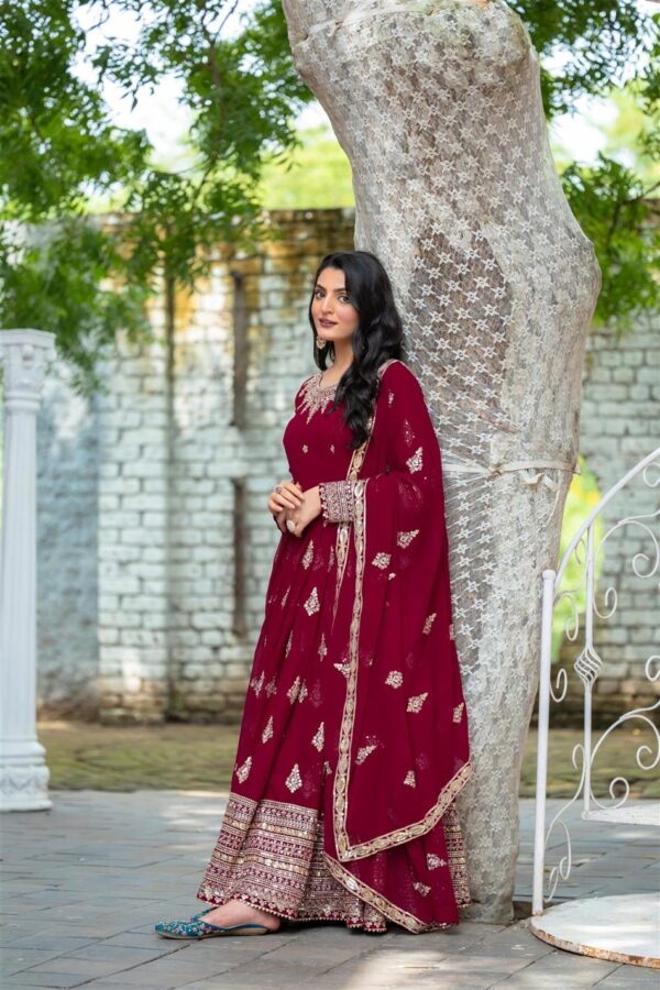 Buy Designer Faux Georgette Embroidered Gown with Dupatta - Image 2
