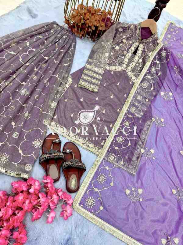 Premium Pur Twil Gold Net Designer Set – Heavy Embroidered Top, Plazzo & Dupatta - Image 8