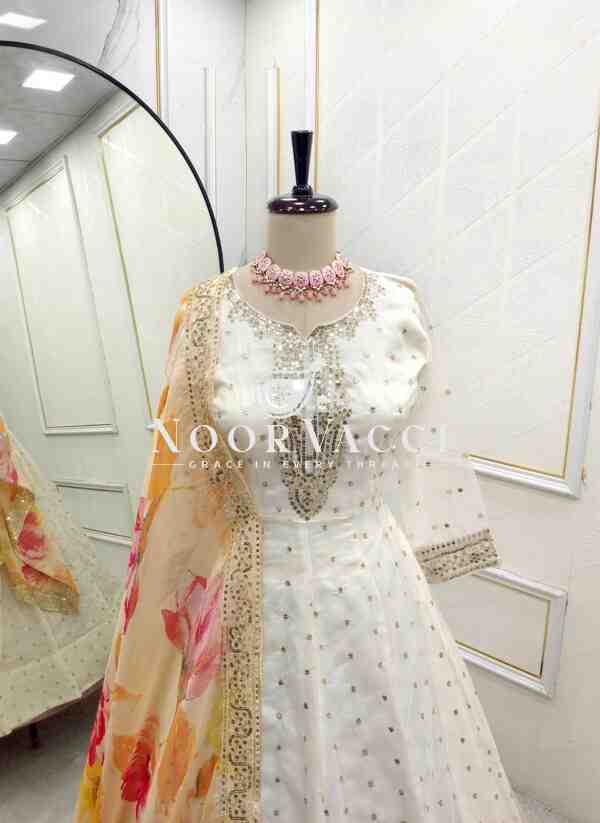 Tebby Organza Anarkali Gown-Pant with Dupatta Set - Image 6