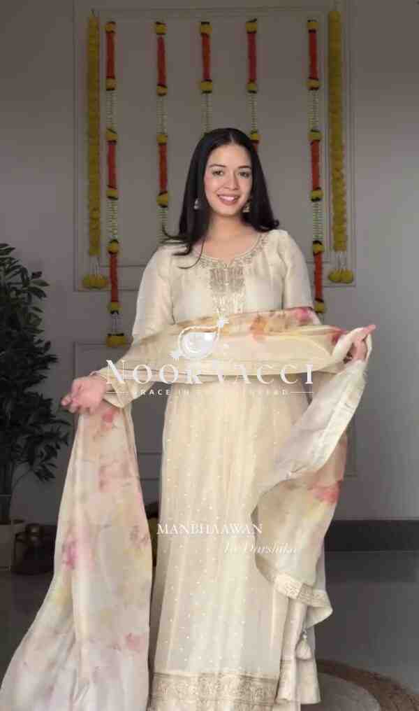 Tebby Organza Anarkali Gown-Pant with Dupatta Set - Image 4