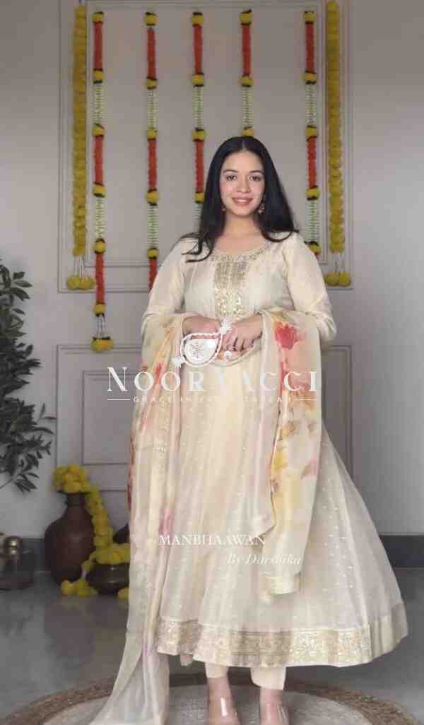 Tebby Organza Anarkali Gown-Pant with Dupatta Set