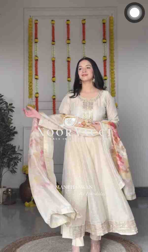 Tebby Organza Anarkali Gown-Pant with Dupatta Set - Image 3