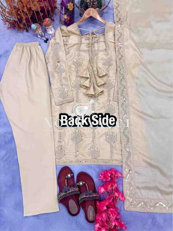 Designer Heavy Chinon Silk Top Bottom & Dupatta Set – Elegant Party Wear - Image 8