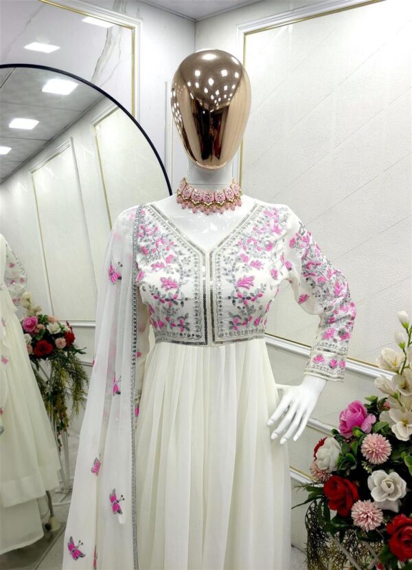 Shop Fox Georgette Gown-Plazzo with Dupatta Set - Image 7
