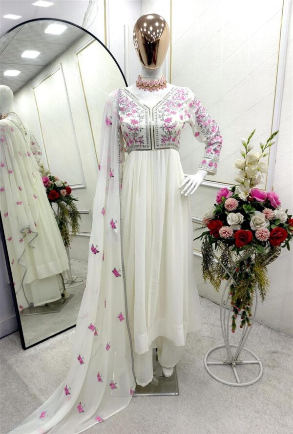 Shop Fox Georgette Gown-Plazzo with Dupatta Set - Image 8