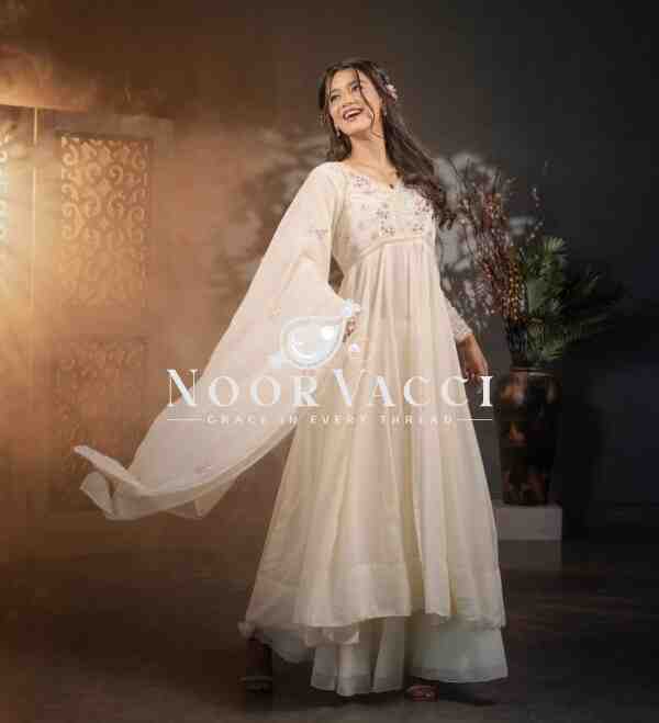Fox Georgette Gown-Plazzo with Dupatta Set - Image 2