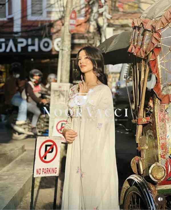Fox Georgette Gown-Plazzo with Dupatta Set - Image 3