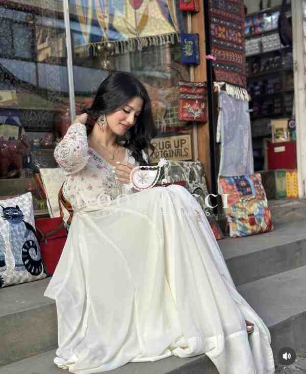 Fox Georgette Gown-Plazzo with Dupatta Set - Image 6