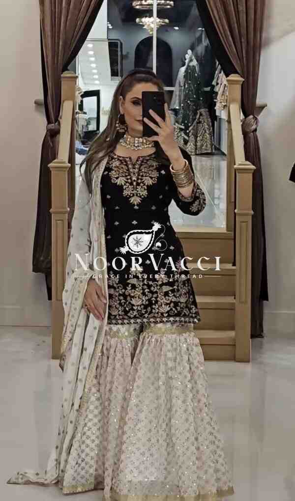 Designer Party Wear Top-Plazzo and Dupatta Set with Heavy Embroidery Work - Image 2