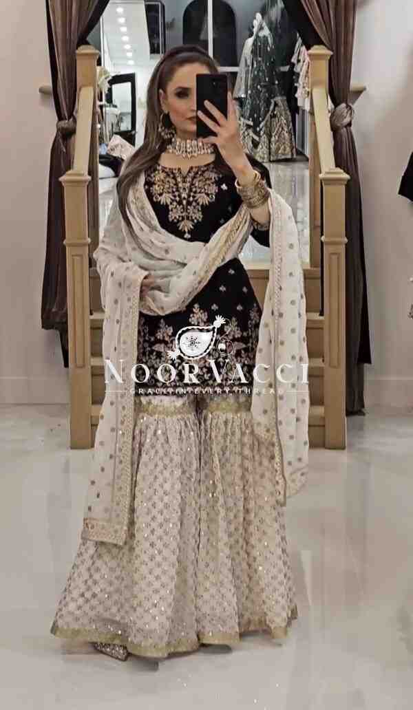 Designer Party Wear Top-Plazzo and Dupatta Set with Heavy Embroidery Work - Image 5