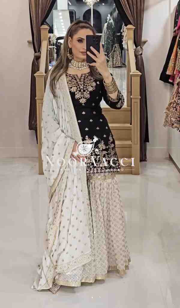 Designer Party Wear Top-Plazzo and Dupatta Set with Heavy Embroidery Work - Image 6