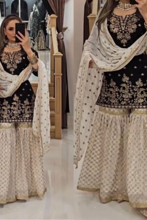 Buy Designer Party Wear Top-Plazzo and Dupatta Set with Heavy Embroidery Work