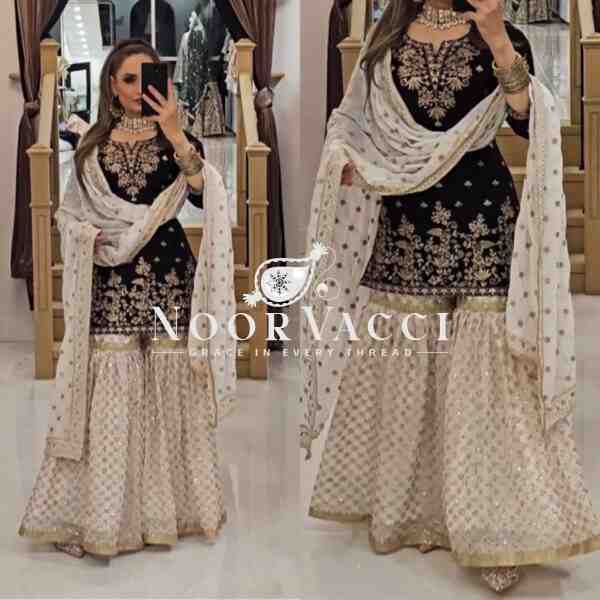 Designer Party Wear Top-Plazzo and Dupatta Set with Heavy Embroidery Work