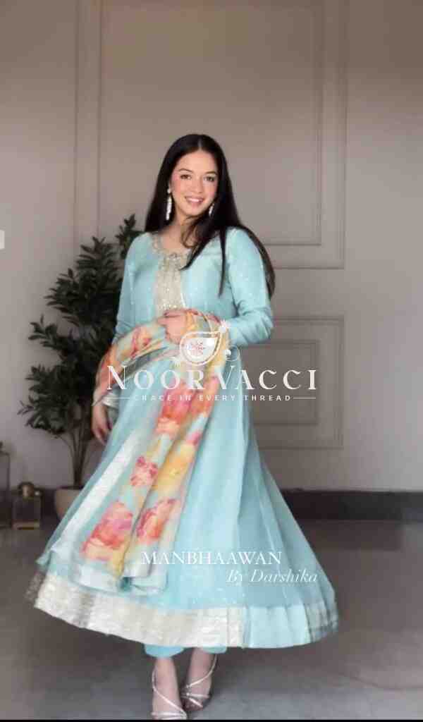 Tebby Organza Anarkali Gown-Pant with Dupatta Set - Image 2