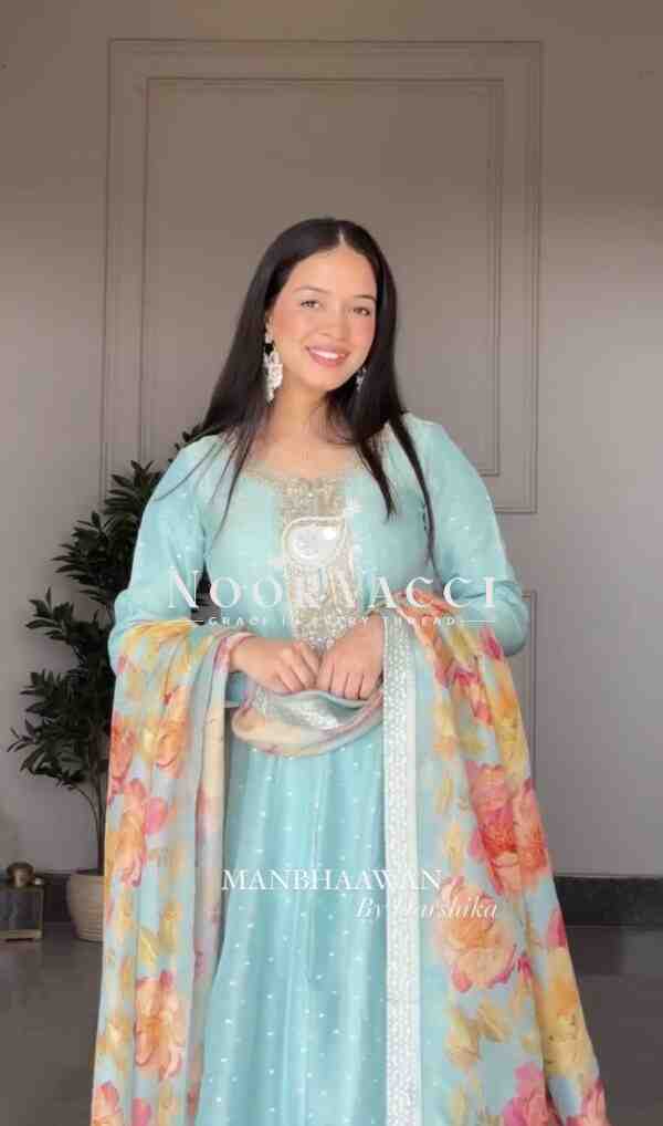 Tebby Organza Anarkali Gown-Pant with Dupatta Set - Image 4