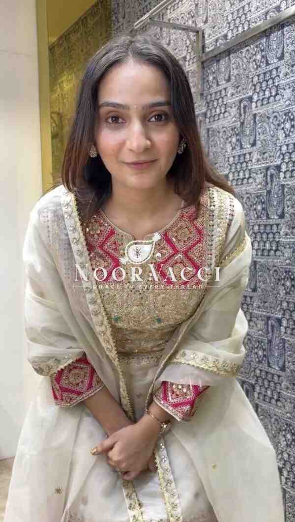 Premium Vichitra Silk Designer Set – Embroidered Top with Sarara Plazzo & Organza Dupatta - Image 4