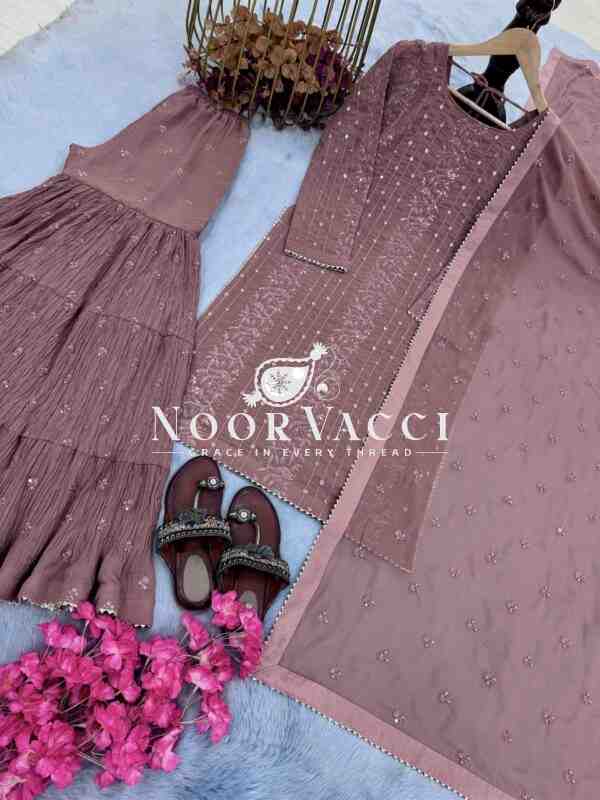 Elegant Faux Georgette Party Wear – Embroidered Top, Sarara Plazzo & Dupatta Set - Image 8