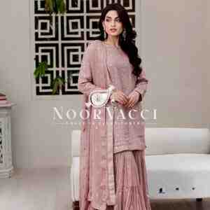Elegant Faux Georgette Party Wear – Embroidered Top, Sarara Plazzo & Dupatta Set