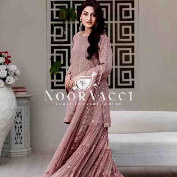 Elegant Faux Georgette Party Wear – Embroidered Top, Sarara Plazzo & Dupatta Set - Image 3