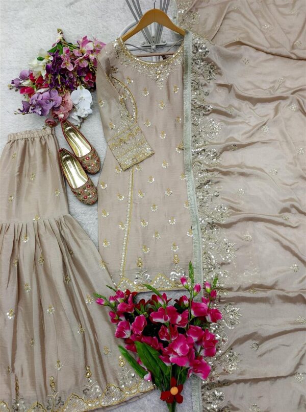 Buy Cinon Silk Embroidered Top Sarara Set with Fancy Dupatta Fully Stitched - Image 7