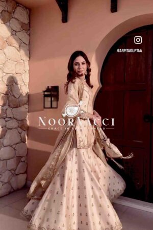 Buy Cinon Silk Embroidered Top Sarara Set with Fancy Dupatta Fully Stitched