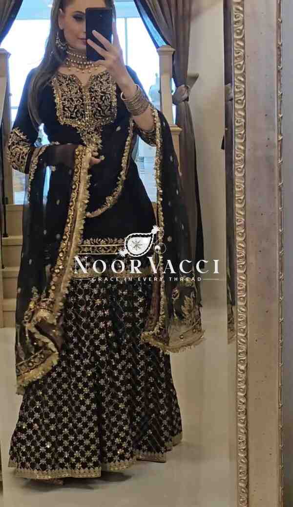 Designer Party Wear Embroidered Top-Plazzo Set with Dupatta - Image 2
