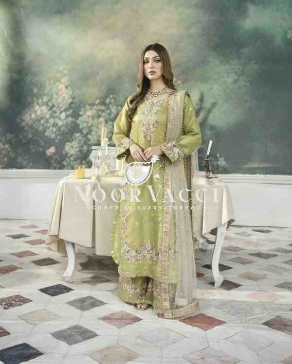 Luxury Designer Jimmy Choo Silk Top Plazzo & Dupatta Set - Image 5