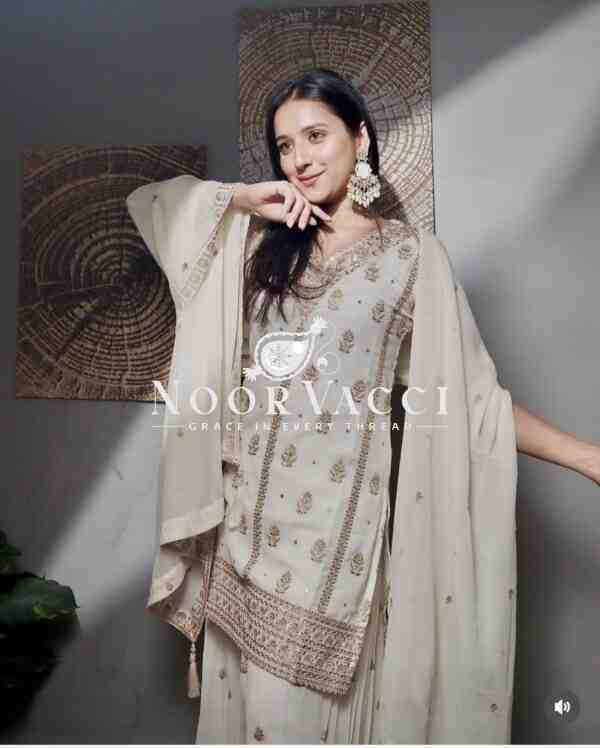 Fox Georgette Embroidered Top Sarara Set with Dupatta Fully Stitched - Image 2