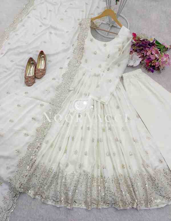 Chinon Silk Heavy Embroidered Gown Pant Set with Dupatta Fully Stitched - Image 11
