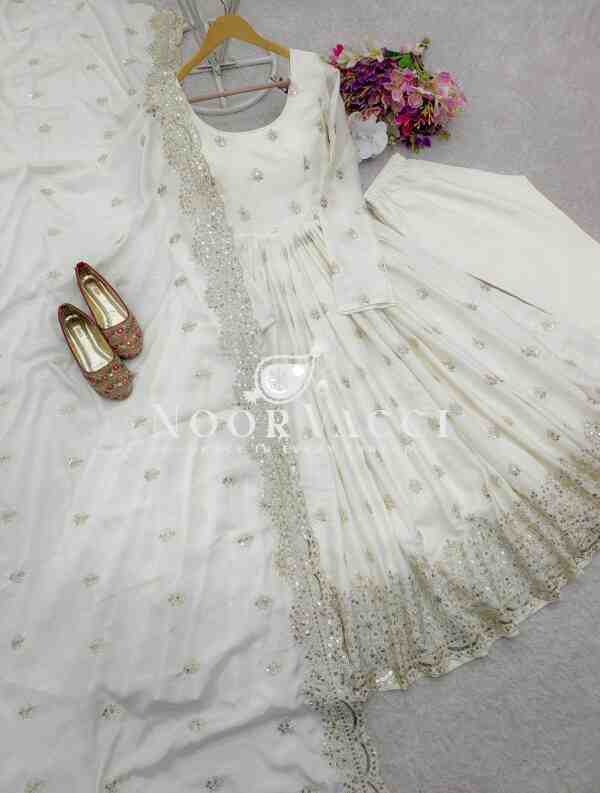 Chinon Silk Heavy Embroidered Gown Pant Set with Dupatta Fully Stitched - Image 12