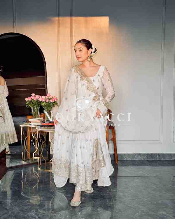 Chinon Silk Heavy Embroidered Gown Pant Set with Dupatta Fully Stitched - Image 5