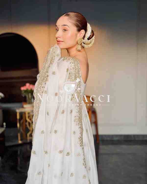 Chinon Silk Heavy Embroidered Gown Pant Set with Dupatta Fully Stitched - Image 7