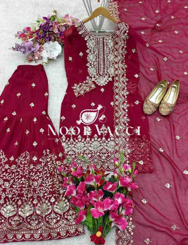 Fox Georgette Embroidered Sarara Set with Dupatta Fully Stitched - Image 8