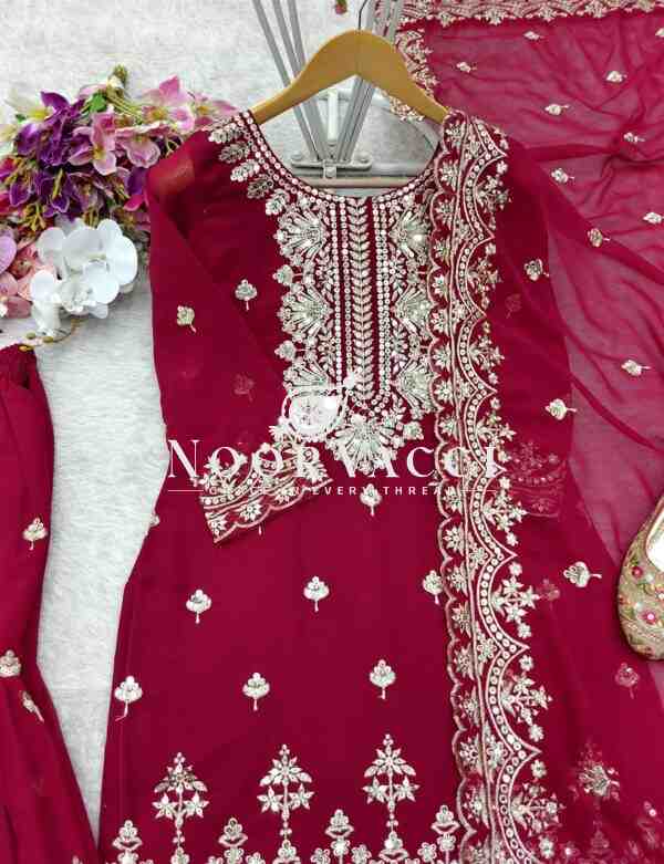 Fox Georgette Embroidered Sarara Set with Dupatta Fully Stitched - Image 6