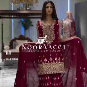 Fox Georgette Embroidered Sarara Set with Dupatta Fully Stitched