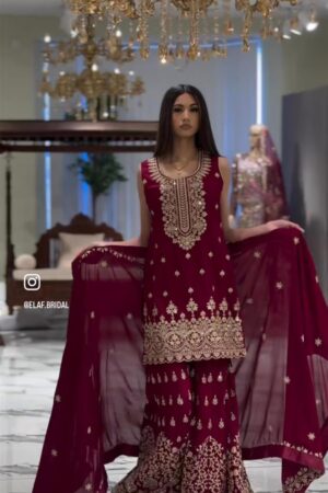 Buy Fox Georgette Embroidered Sarara Set with Dupatta Fully Stitched