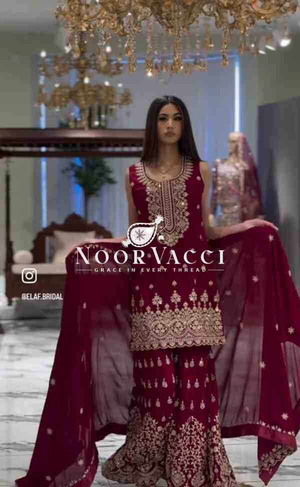 Fox Georgette Embroidered Sarara Set with Dupatta Fully Stitched