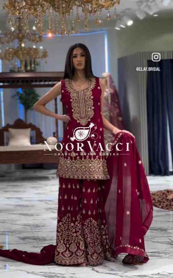 Fox Georgette Embroidered Sarara Set with Dupatta Fully Stitched - Image 3